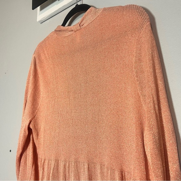 Chico’s Open Front Cardigan Sweater Light Pink Metallic Silver Shimmer Size 3 XL - Picture 4 of 10